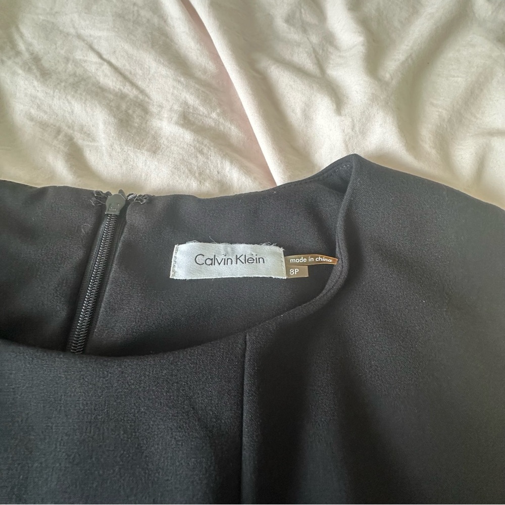 Calvin Klein Black&White Fit&Flare Dress Sleeveless Belted Knee Length Women 8P - Picture 9 of 13